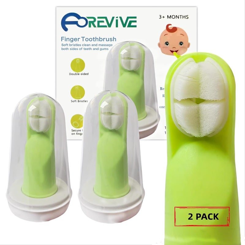 FOREVIVE Finger Tooth Brushing Baby, Silicone Soft Baby Toothbrush 12 Months and Up, Newborns Toddler Toothbrushes 1-2,Training Infant Toothbrush for Gentle Oral Care, Finger Brush with Travel Storage Case - Image 1